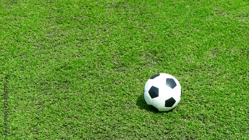 football field  ball on green grass   soccer field athletics background