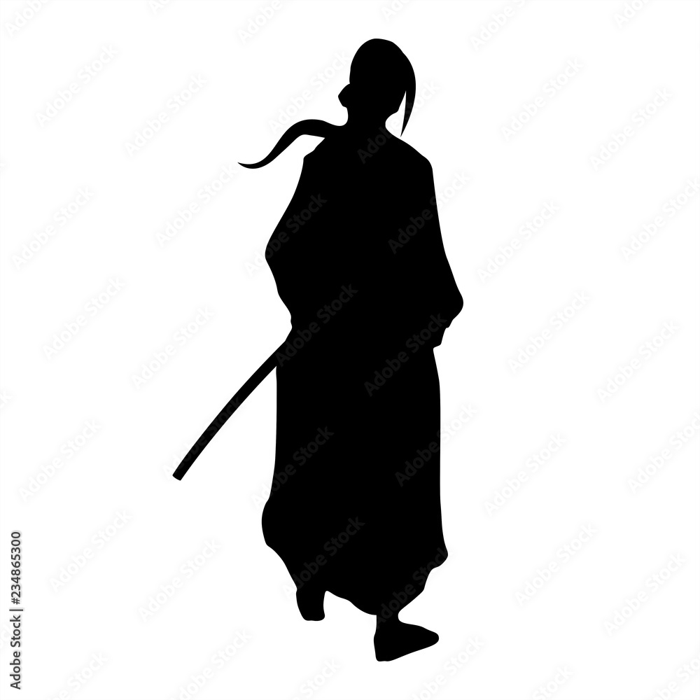 Samurai Silhouette Warrior Sword Ninja Japanese Katana Stock Illustration Adobe Stock