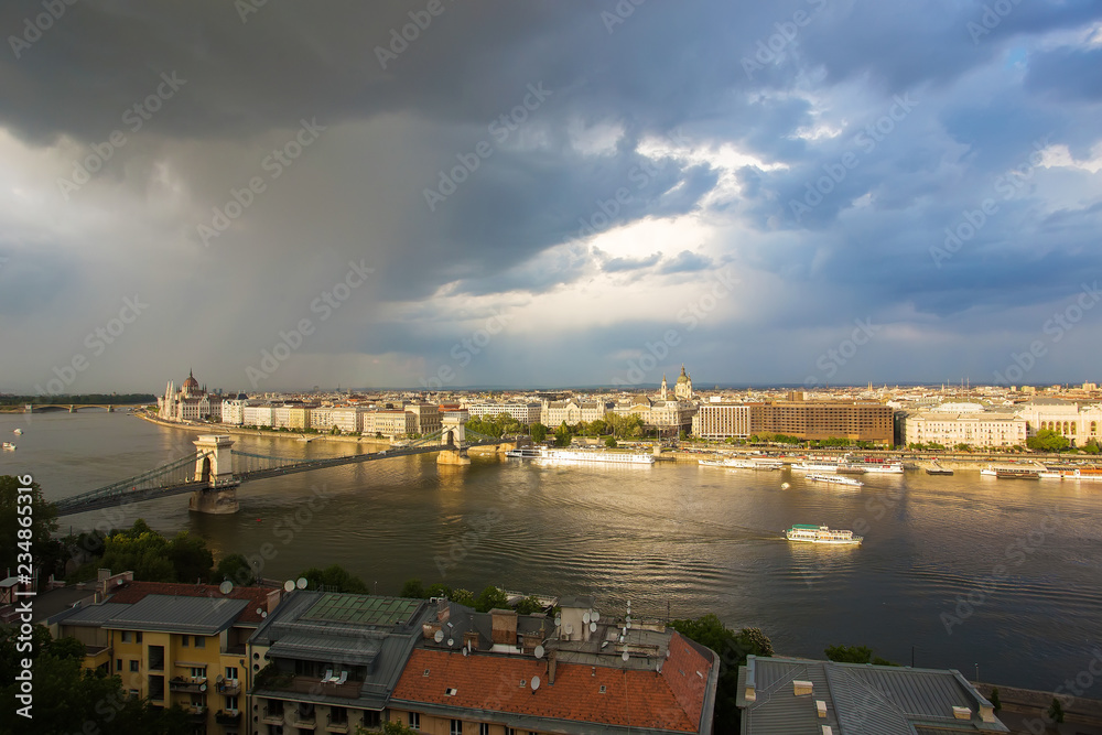 HUNGARIAN PARLIAMENT   and  Danube river - panorama