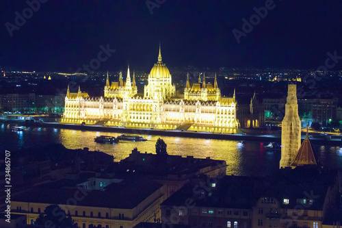 Картината върху платно Hungarian Parliament.  night lights