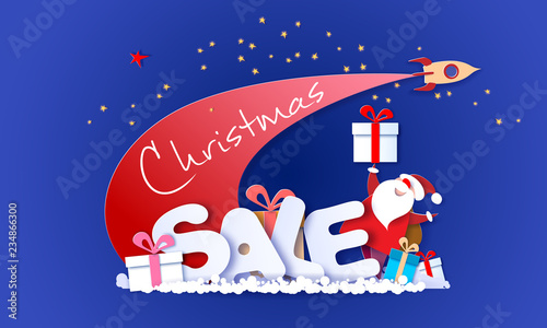 Merry Christmas Sale design card with Santa Claus