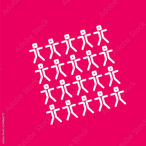 groupe silhouette sur fond rouge