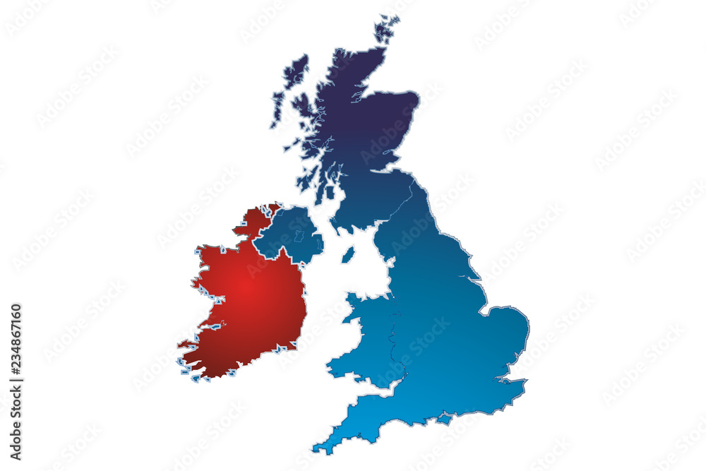 Obraz premium Silueta azul y rojo de Reino Unido. 
