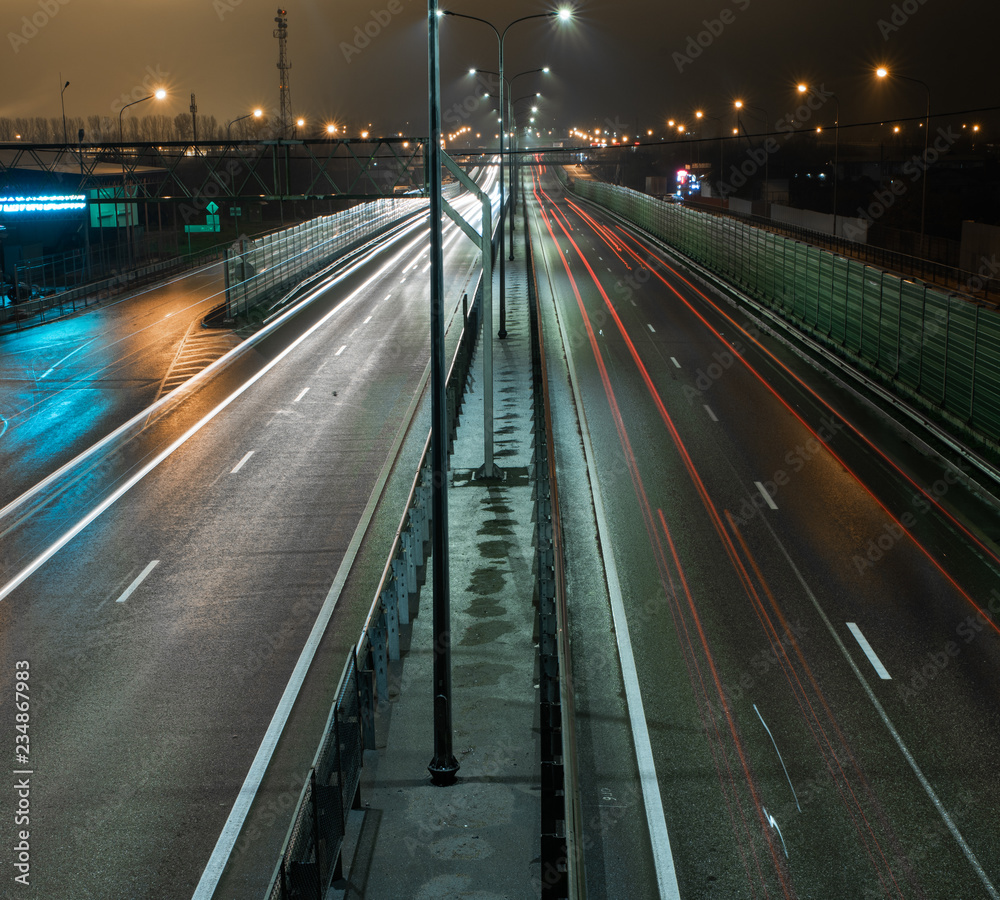Traffic on the night highway Traffic on the night highway