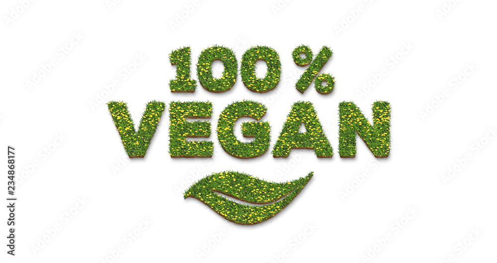 100% VEGAN Natural Organic Green Grass Symbol 100% VEGAN Natural Organic Green Grass Symbol