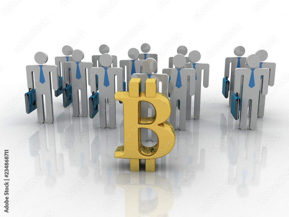 3d illustration Business Network with bitcoin