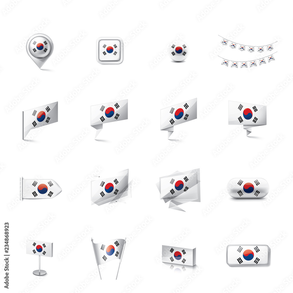 South Korean flag, vector illustration on a white background South Korean flag, vector illustration on a white background