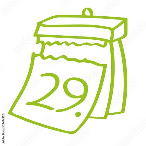 Handgezeichneter Kalender - Tag 29 in hellgrün