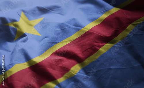 Democratic Republic of the Congo Flag Rumpled Close Up