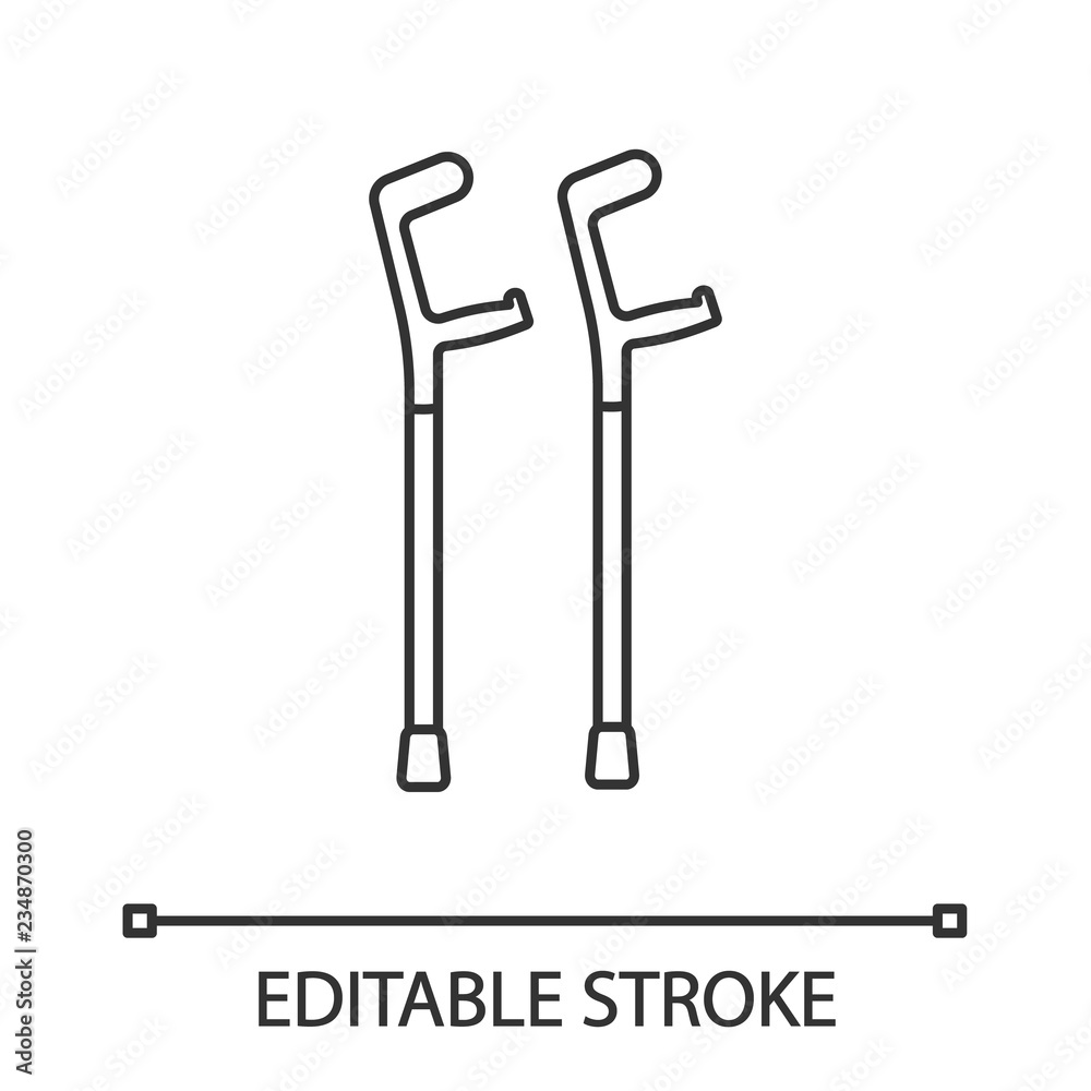 Elbow crutches linear icon Elbow crutches linear icon