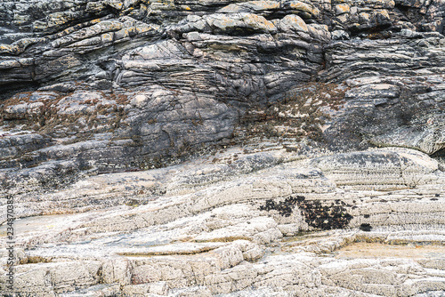 Rock formations on Point of Sleat Beach, Scotland, UK.