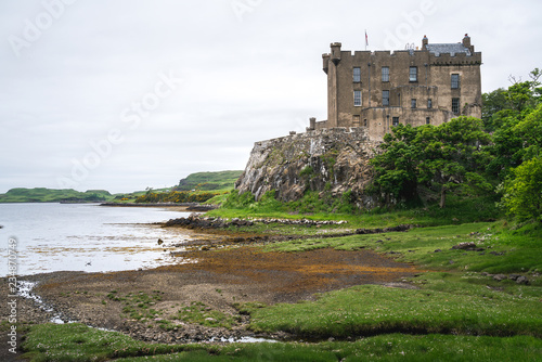 Dunvegan Castle on a gloomy day  Scotland  UK