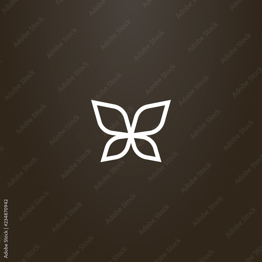 white sign on a black background. vector outline sign of line art butterfly wings white sign on a black background. vector outline sign of line art butterfly wings