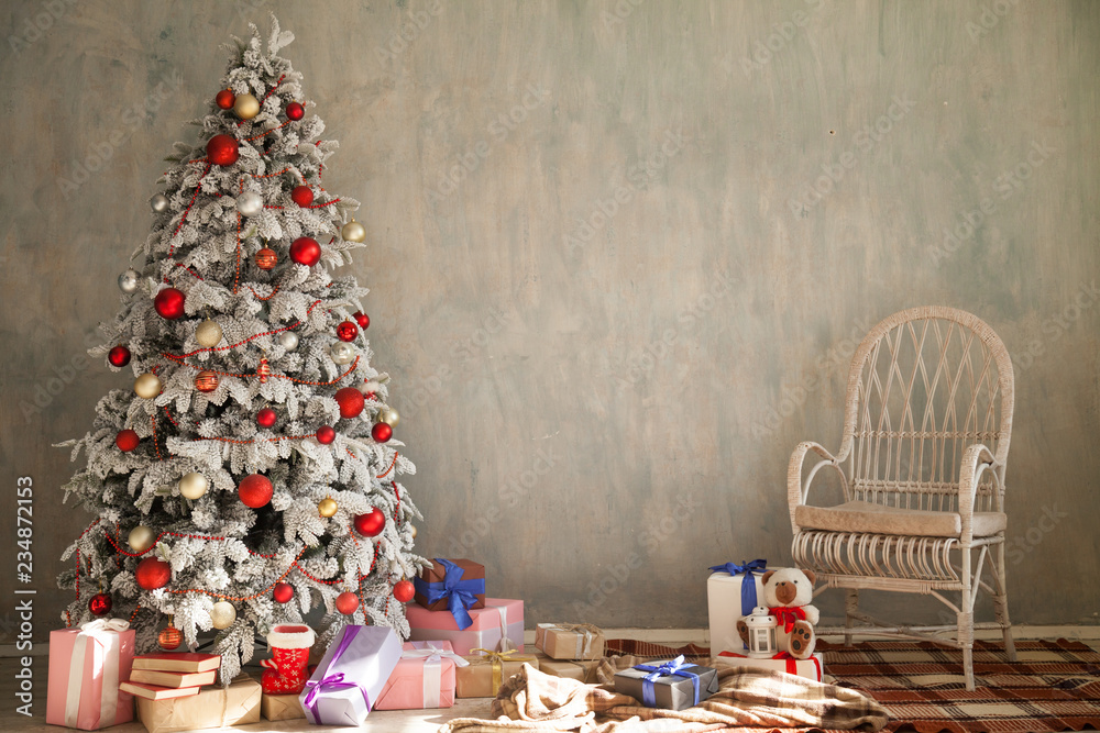 Merry Christmas tree gifts new year House Interior