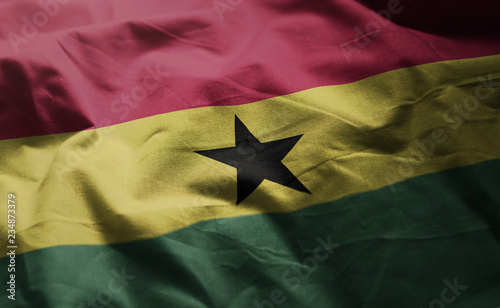 Ghana Flag Rumpled Close Up