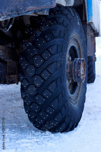 Studded tires on snow