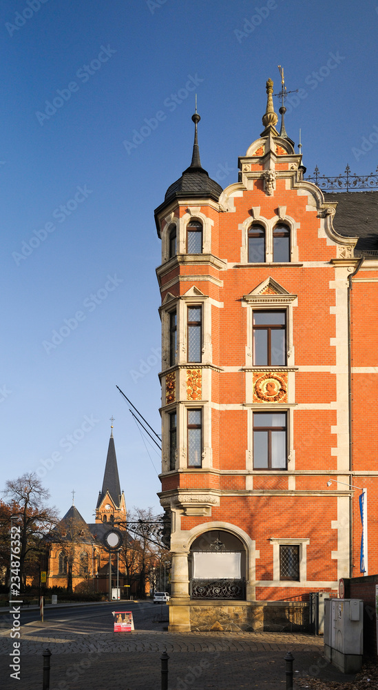Fototapeta premium Rathaus Pieschen, Ortsamt, Dresden, Sachsen, Deutschland, ÖffentlicherGrund