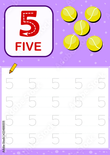 Number one pattern trace worksheet for kids. Learning to write numbers and practice.