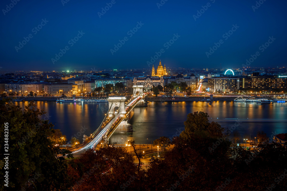 Fototapeta premium Chain bridge in Budapest by night