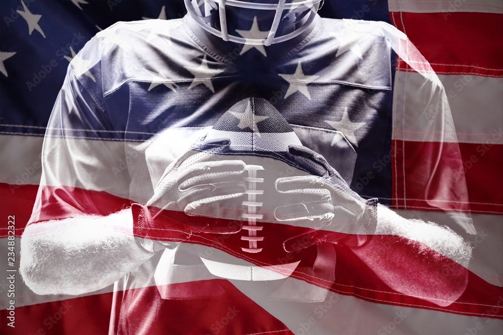 Fototapeta premium Composite image of close-up of red and white american flag