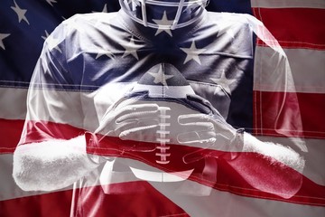 Composite image of close-up of red and white american flag