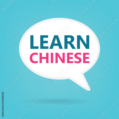 learn chinese written on a speech bubble- vector illustration