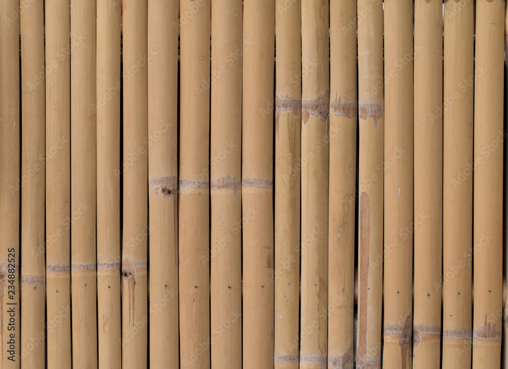 Fototapeta premium Bamboo Wooden wall panel texture for background, vintage texture style