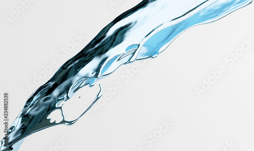Blue water splash isolated on white background. 3d render