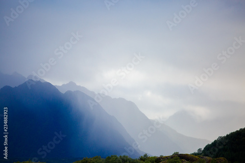 Photo of gloomy sky in mountains