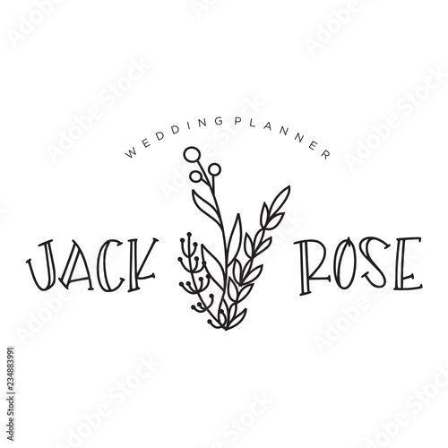 Hand drawn logo collection. Logo design with flowers and beautiful fonts. For designers, florists, Wedding Planner, photographers and other creative professions