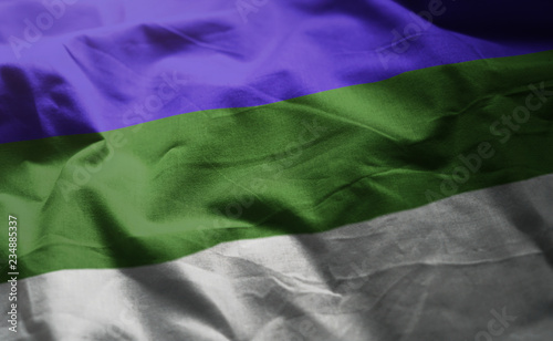 Komi Republic Flag Rumpled Close Up photo