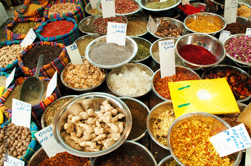 variety of spices in market