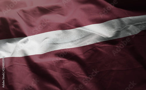 Latvia Flag Rumpled Close Up