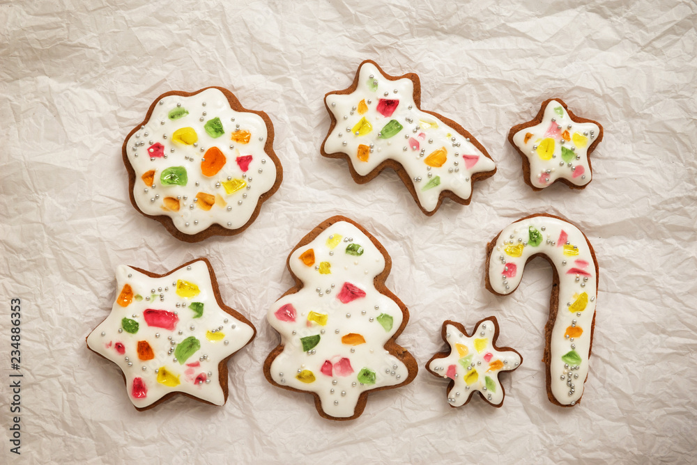 Christmas cookies in the shape of snowflakes handmade. Basic for your decoration on the white background Christmas cookies in the shape of snowflakes handmade. Basic for your decoration on the white background