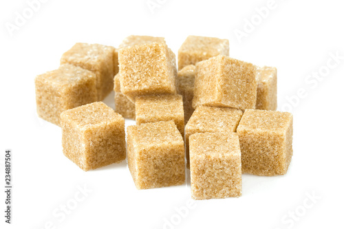 brown sugar cubes isolated on white