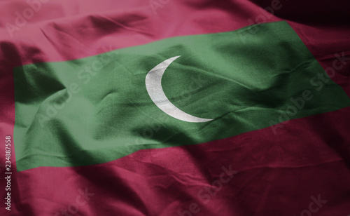 Maldives Flag Rumpled Close Up
