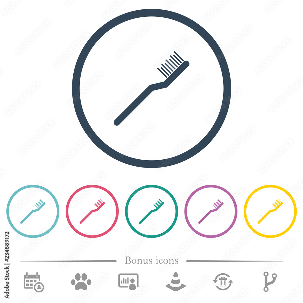 Toothbrush flat color icons in round outlines Toothbrush flat color icons in round outlines
