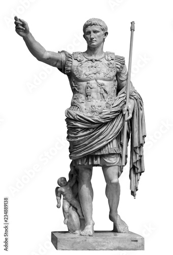 Roman emperor Augustus from Prima Porto statue isolated over white background