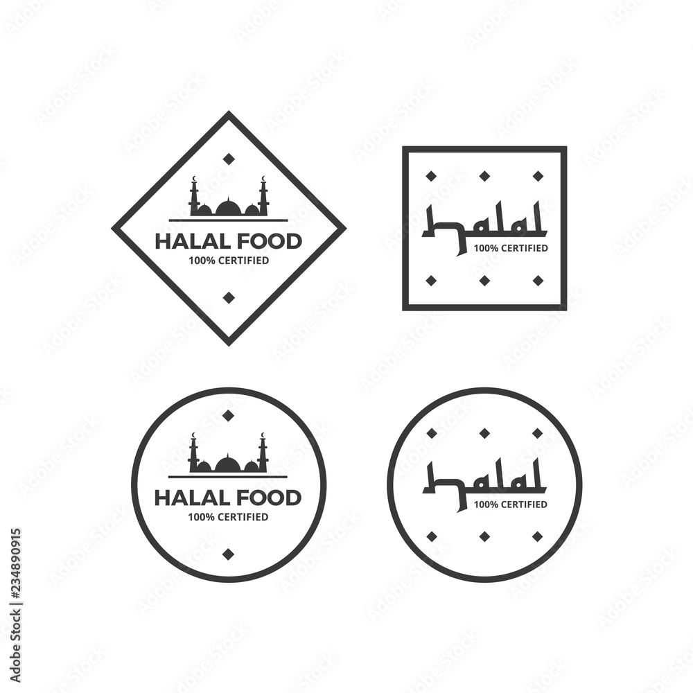 Halal food label, emblem, badge, icon, symbol