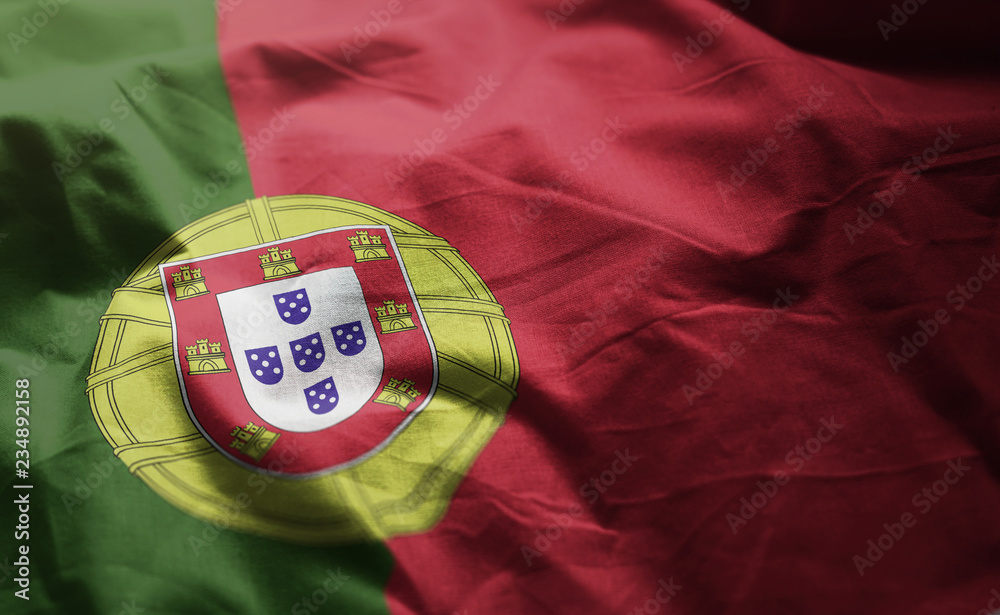 Portugal Flag Rumpled Close Up