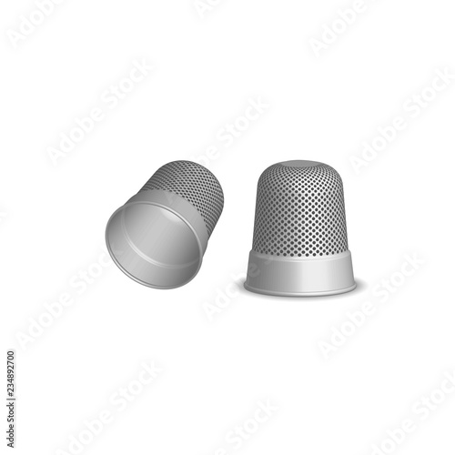 Thimble for sewing, sketch illustration of accessories for sewing. Flat isolated vector illustration, on a white background.
