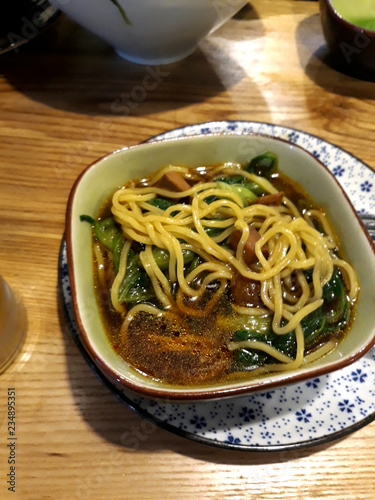 Soup with noodles and vegetables. Chinese cuisine.