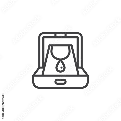 Necklace in a gift box outline icon. linear style sign for mobile concept and web design. Pendant necklace jewelry simple line vector icon. Symbol, logo illustration. Pixel perfect vector graphics