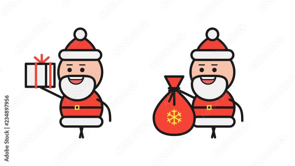 Santa Claus holding gift bag and walking. Alpha channel Santa Claus holding gift bag and walking. Alpha channel