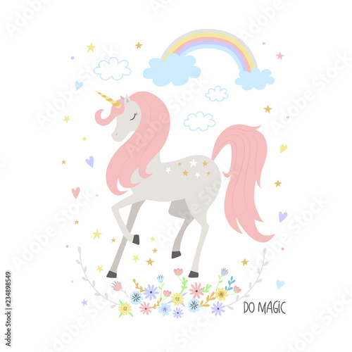 Unicorn cute illustration for kids