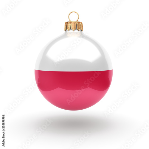 3D rendering Christmas ball with the flag of Poland