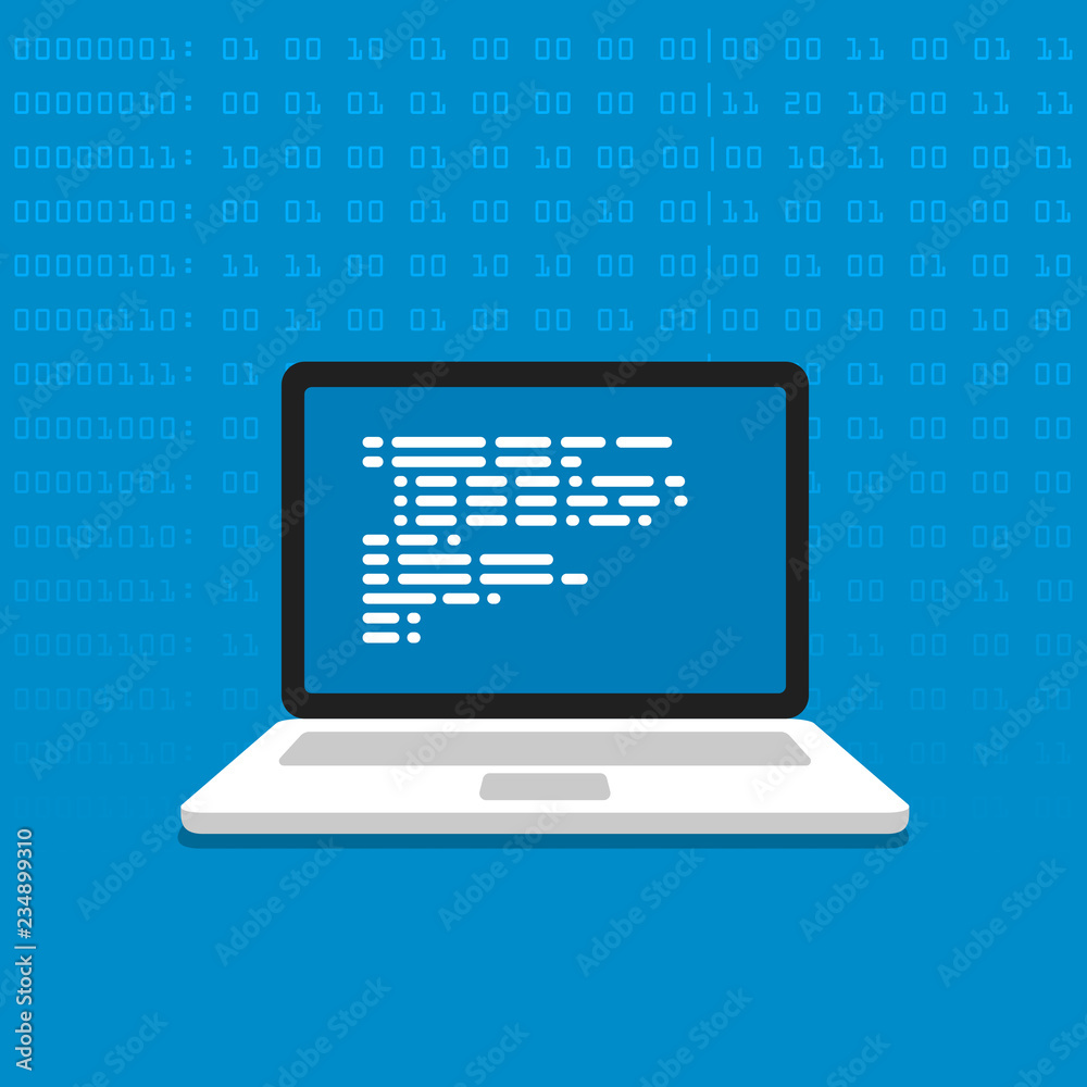 Source code on the computer screen. The programming process programs ...