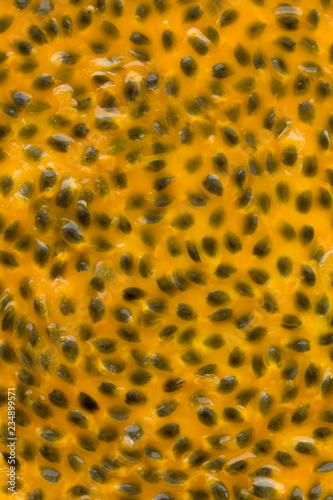 Passion fruit juice close up texture for background