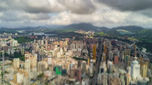 shenzhen cityscape sunny day aerial panorama 4k tilt shift timelapse china
 photo