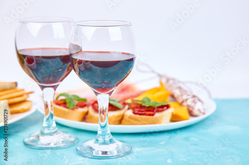 Italian antipasti wine snacks set. Antipasto catering platter